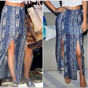 American Eagle Outfitters Blue Maxi Skirt side slits size 12